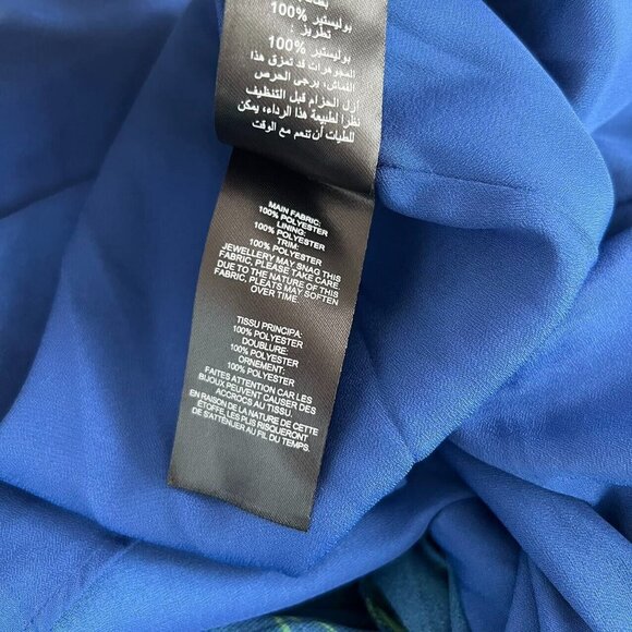 NWOT Self Portrait Blue Crescent Chiffon Midi Dress Cut Out Back Ruffle Size 6 - Picture 10 of 13